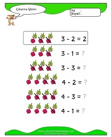 Çıkarma İşlemi Çalışma Sayfaları